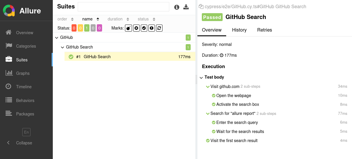 Allure Report Cypress Example Allure Report Cypress Example